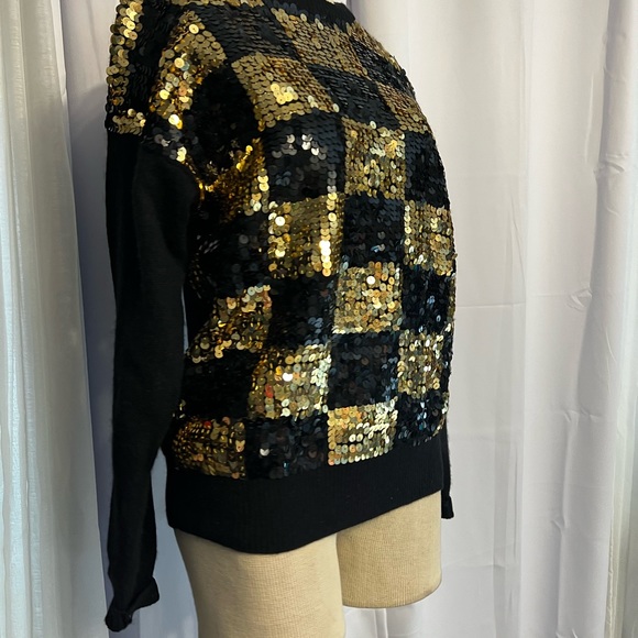 Vintage Eugenia By Angenie Black&Gold Sequin Sweater Lambswool Angora Nylon Med - Picture 4 of 14